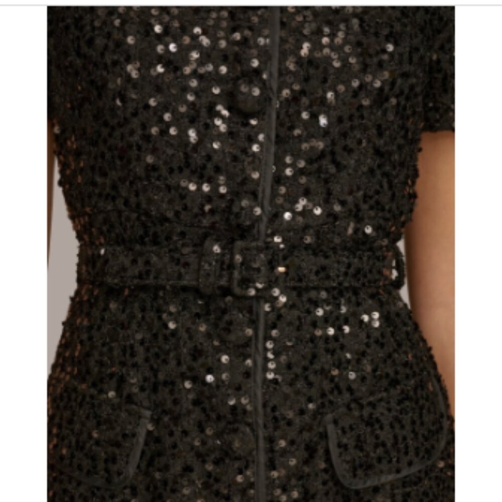 Donna Karan New York Womens Sequined Belted Dress Black 4, 8 , 10 - Picture 3 of 4